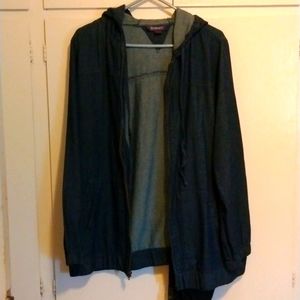 Lightweight jean jacket with hood